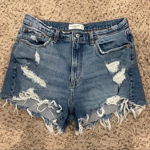 Abercrombie & Fitch Blue Distressed Jean Shorts